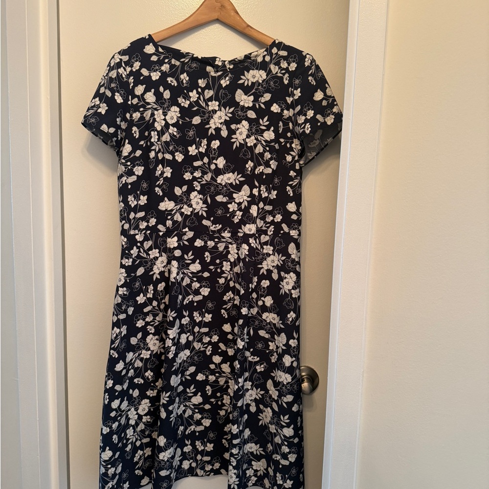 Floral Navy and White Dress